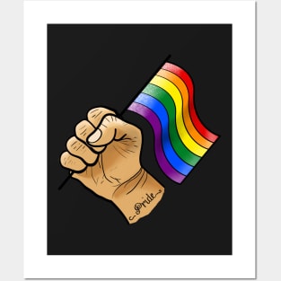 Pride Flag Hand - LGBT Gay Month design Posters and Art